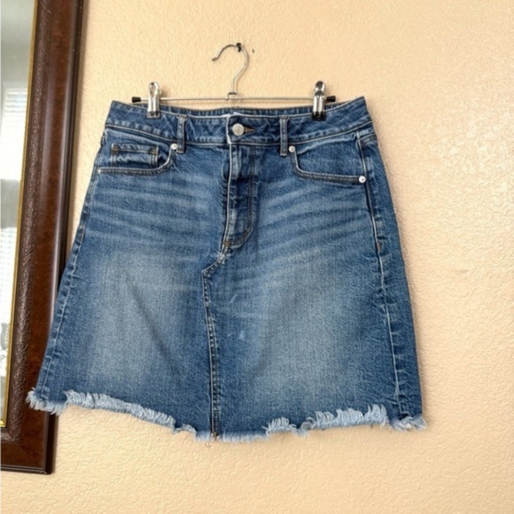 Made and loved Loft Denim Fringe Hem Skirt Size 6